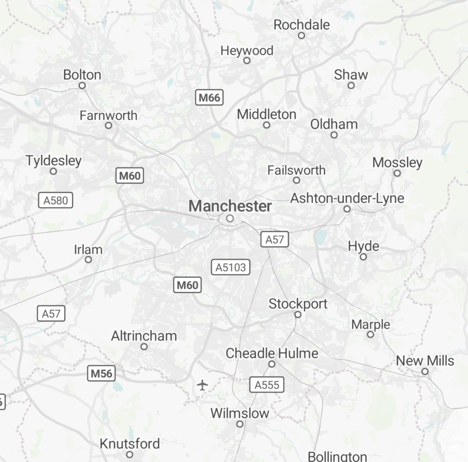 Manchester Service Areas Map